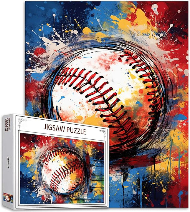 Baseball Sports Jigsaw Puzzles 1000 Pieces for Adults, Families (Graffitic Banksy, Extreme Sports Pieces Fit Together Perfectly 19.7''x27.6''inch Ball Gameing Frameable Magic Puzzle Art
