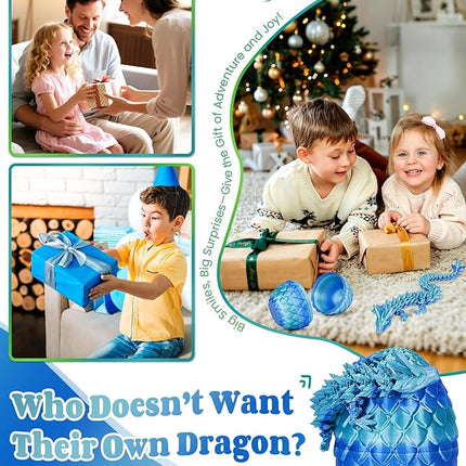 12 Inch 3D Printed Dragon - Mystery Surprise Egg with Flexible Articulated Dragon Inside, Cool Dragons Toys for Boys Kids Age 5-7
