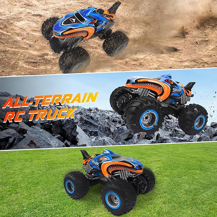1:16 Remote Control Car, 2.4 GHz All Terrain Remote Control Monster Truck, RC Truck 2 Rechargeable Batteries for 80 Mins Play, Spray Remote Control Car for Boys 8-12 and Girls or Adult, MK724A