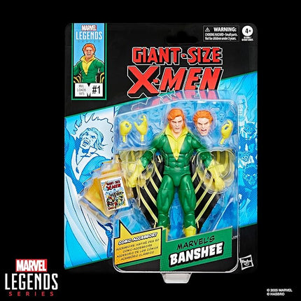Marvel Legends Series Banshee, Giant-Size X-Men #1 (1975) Comics-Inspired Collectible 6-Inch Scale Action Figure with Character-Sized Comic Accessory