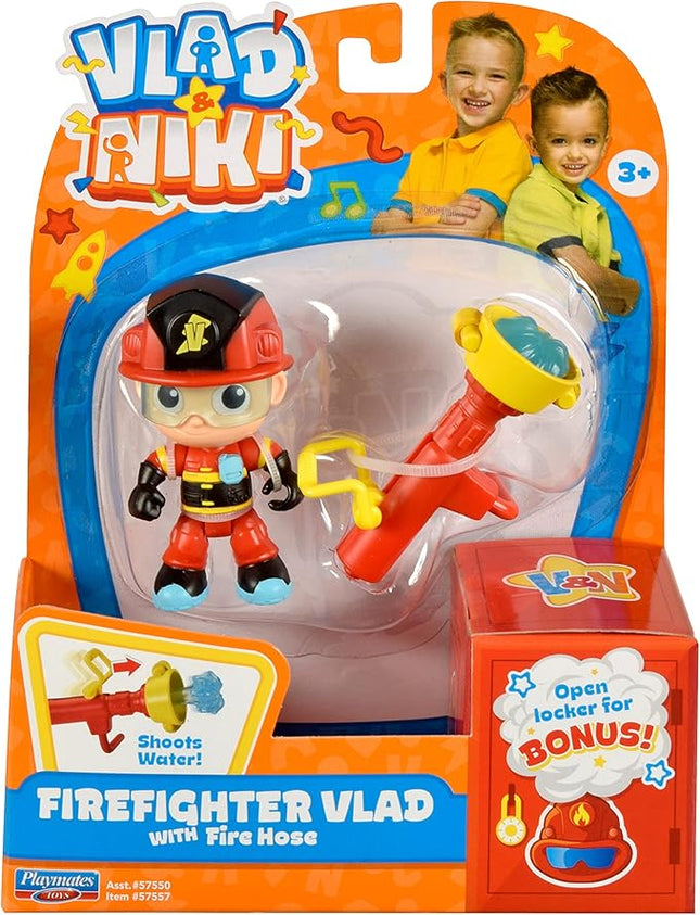 BANDAI Vlad & Niki Play Action Figure - Fireman Vlad - Articulated Action Figurine with Accessories, Multicolor, P57557