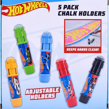 Sunny Days Entertainment Hot Wheels™ Jumbo Chalk Holders | 5 Chalk Sticks with Holders for Kids | Sidewalk Chalk for Toddlers