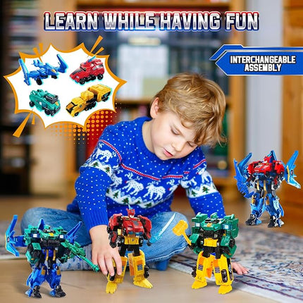 Transforming Toys, 2-in-1 Transforming Robot Raptor Tron, 7.48-inch Action Figure Children's Robot Toy, Cool Transforming Toys for Boys and Girls Age 5+, Red and Yellow