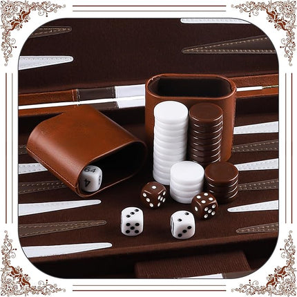 Froggod 15 inch Backgammon Sets for Adults - Classic Board Game for Adults - Portable Travel Backgammon Set for 2 Players - Perfect Adult Board Games for Gifts & Family Fun(Brown)