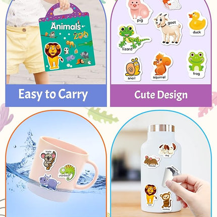 Benresive Reusable Sticker Book for Toddlers 2-4 Years, Fun Travel Stickers for Kids, Waterproof Sticker Books for Toddlers 1-3, Crafts Activities for Todddlers 1-3 2-4 3-5 - Animals Zoo