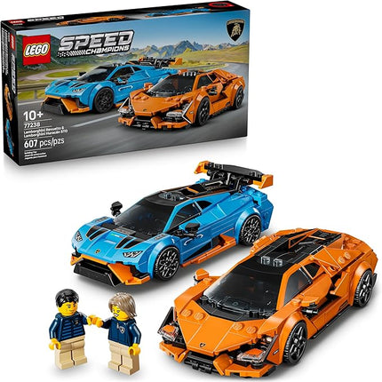 LEGO Speed Champions Lamborghini Revuelto & Huracán STO Car Toys - Building Toy for Pretend Play for Boys & Girls, Ages 10+ - Model Car Kit Display - Gift Idea for Kids - 77238