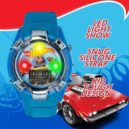 Hot Wheels Kids Watch – Light-Up LCD Display, Adjustable Comfortable Strap, Collectible Tin – Perfect for Boys and Girls