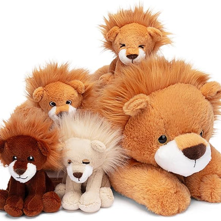 IKASA Mommy Lion Stuffed Animal Mom and Baby Plush Toy, Cute 17" Soft Small Mama Family Set Cuddly Toys with Little Mini Babies,Gifts for Kids