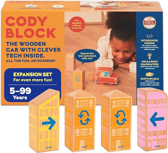 Cody Block Repeat Expansion Set, Educational Wooden Building Blocks and Car STEM Toys for Preschool Kids Ages 3+