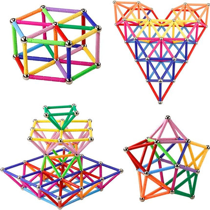 Magnetic Building Blocks, [ 132 Pieces ] Lengthen Building Sticks Set, Magnet Stem Toys Set Non-Toxic Building 3D Puzzle Boys Toys for Kids and Adult