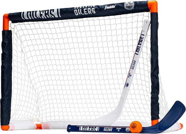 Franklin Sports NHL Mini Hockey Set - Kids Indoor Knee Hockey Goal, Ball, + 2 Stick Combo - Youth Team Indoor Toy Set - Official - Ages 3+