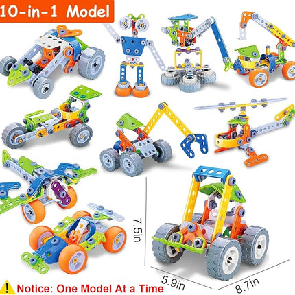 10 in 1 STEM Toys for 4 5 6 7 8+ Year Old Boy Girl Birthday Gifts Building Toys for Kids Ages 4-8 5-7 6-8 Preschool Educational Stem Activities for Boys 3-5 4-6 8-10 Creative Games Christmas Idea Gift