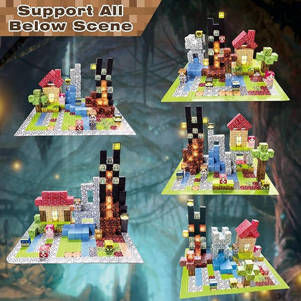 200 PCS Magnetic Building Blocks–STEM Educational Magnet Cube Set with 15 LED Light-Up Blocks (Replaceable Battery)&Foldable Magnetic Board,Creative Construction Toy Gift for Kids (Boys&Girls Ages 3+)