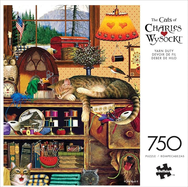Buffalo Games - Charles Wysocki - Yarn Duty - 750 Piece Jigsaw Puzzle for Adults -Challenging Puzzle Perfect for Game Nights - Finished Size is 24.00 x 18.00