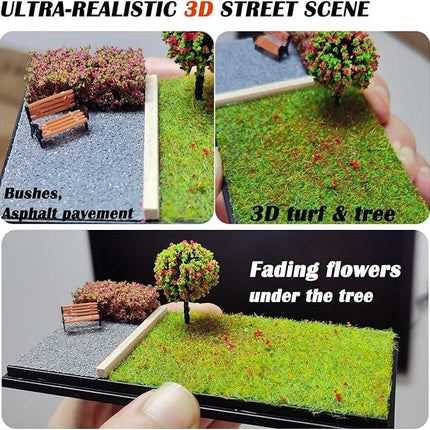 1/64 Scale Street Diorama Display Case- Clear Storage Case with Realistic Urban Road Scene for Hot Wheels , Matchbox & 1:64 Model Cars Storage- Diecast Toy Garage-Spring