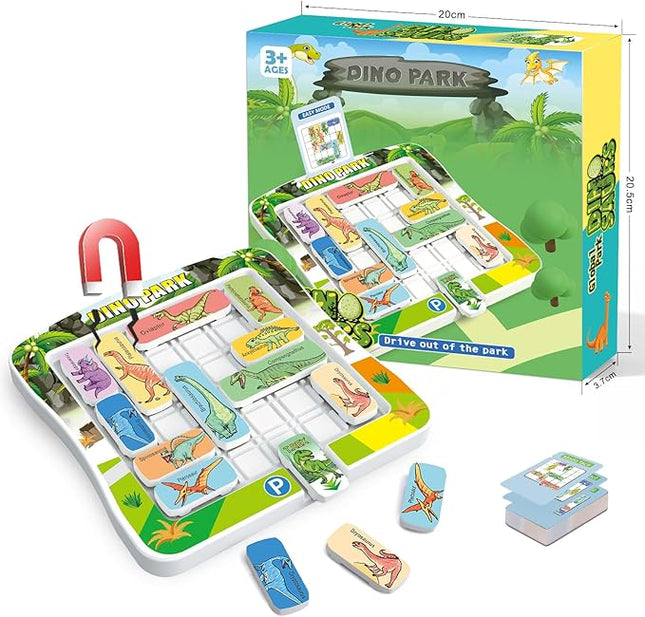 Super Slide Puzzle Games, Brain Teaser with 15 Dinosaur Patterns, Educational Travel Board Game for Kids and Teens-Birthday and Christmas Day Gifts Easter Basket Stuffers for Boys Girls