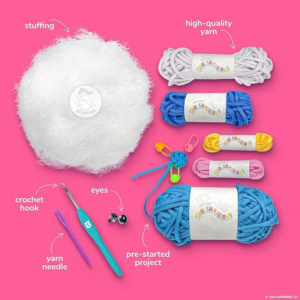 Original Squishmallows Bebe the Bluebird Crochet Kit, Includes Yarn, Crochet Hook, Starter Hooks, Step-By-Step Tutorials, Exclusive Crochet Kit For Beginners, DIY Craft, Crochet Kits, Great Teen Gifts