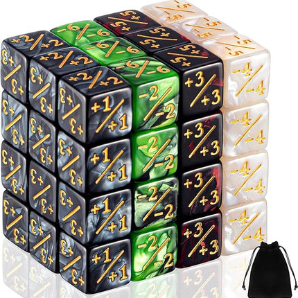 Sumind 48 Pcs Counter Dice -1/+1 Counters Buff Tokens 6 Sided Dice Gifts Compatible with MTG CCG TCG Cards Gaming Accessory (Composite Style)