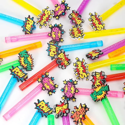 24PCS Bubble Wands Toys for Kids Hero Birthday Party Favors Supplies Decorations, Classroom Prizes, Pinata Fillers, Goodie Bag Stuffers Gifts, Easter Fillers