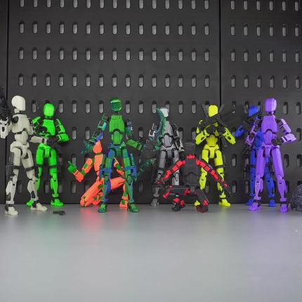 Pre-Assembly 3D Printed 5.54'' Stick Tian 13 Action Figure, Multi-Jointed Robo13, Articulated T13 Desktop Decoration,12 in 1 d13 Accessories Best Birthday Festival Gift (Blue)