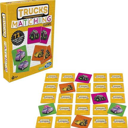 Hasbro Gaming Trucks Matching Game, Fun Preschool Board Game for 1+ Players, Memory Card Games for Kids, Set, Ages 3+ (Amazon Exclusive)