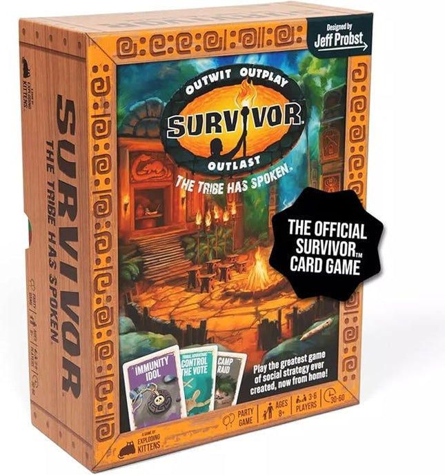 Exploding Kittens Survivor: The Tribe Has Spoken 3-6 Players - Ages 8+ - 30 Minutes to Play - Official Card Game for Survivor Fans - Family Game Night, Card Game