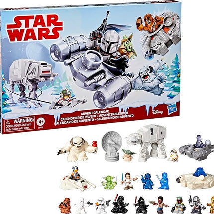 STAR WARS Advent Calendar, 24 Pieces Including Micro Figures & Vehicles, Countdown Calendar, Surprise Toys for Boys & Girls Ages 4+ (Amazon Exclusive)
