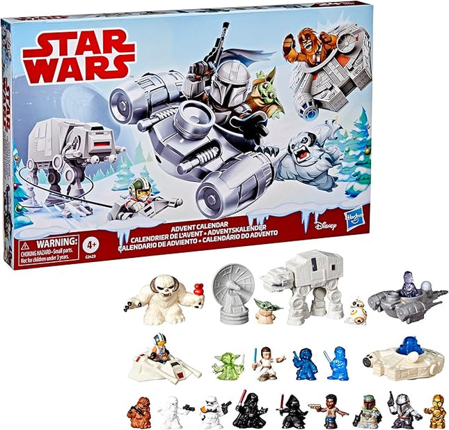 STAR WARS Advent Calendar, 24 Pieces Including Micro Figures & Vehicles, Countdown Calendar, Surprise Toys for Boys & Girls Ages 4+ (Amazon Exclusive)