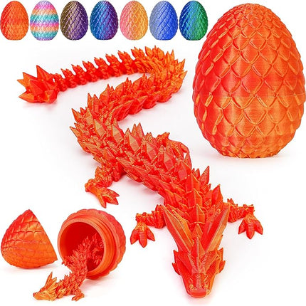 12 Inch 3D Printed Dragon - Mystery Surprise Egg with Flexible Articulated Dragon Inside, Cool Dragons Toys for Boys Kids Age 5-7