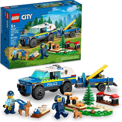 LEGO City Mobile Police Dog Training 60369, SUV Toy Car with Trailer, Obstacle Course and Puppy Figures, Animal Playset for Boys and Girls Ages 5 Plus