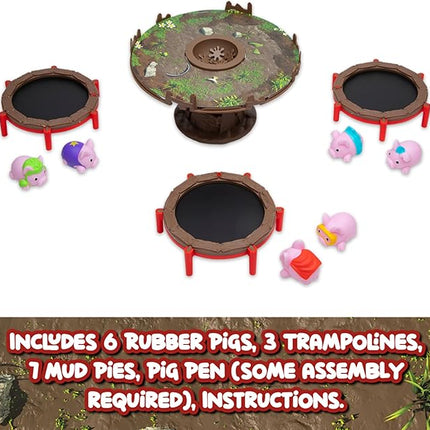 PlayMonster Pigs on Trampolines Board Games – Multi-Player, Preschool Toys, Hand-Eye-Coordination Game, The Muddiest Pig Wins, Ages 6+