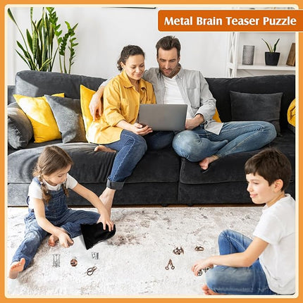 Syhood 10 Pieces Metal Brain Teaser Puzzles for Adults 3D Steel Puzzle Difficult Magic Mind Challenge Unlock Interlocking Games Iq Smart Logic Test Toys Basket Filler Stuffers(Classic)
