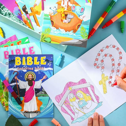 BenLouis 24 Pcs Christian Mini Coloring Books Kids Bible Verse Religious Party Favors Small Activity Books Bulk for Kids Operation Christmas Child Sunday School Goodie Bags Stuffers Gifts Travel