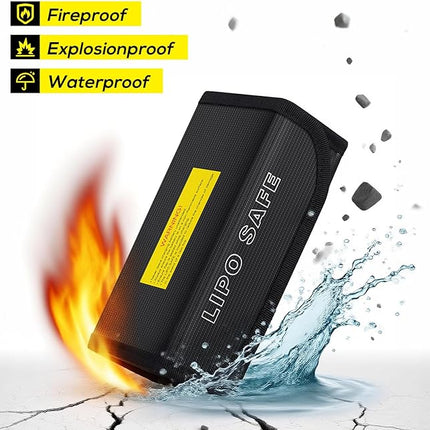 2pcs Lipo Battery Bag, Fireproof Lipo Guard Safe Box, 185x75x60mm Explosionproof Small Charging Case for rc Storage, Lithium ion and Travel Protection