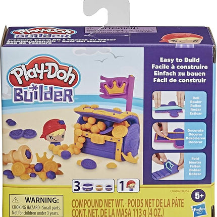 Play-Doh Builder Treasure Chest Toy Building Kit for Kids 5 Years and Up with 3 Non-Toxic Cans - Easy to Build DIY Craft Set
