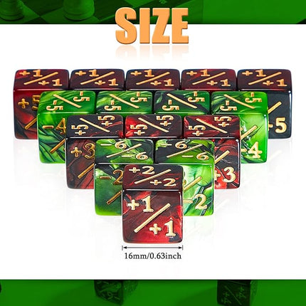 Sumind 48 Pcs Counter Dice -1/+1 Counters Buff Tokens 6 Sided Dice Gifts Compatible with MTG CCG TCG Cards Gaming Accessory (Delicate Style)
