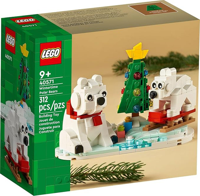 LEGO Wintertime Polar Bears 40571 Christmas Décor Building Kit, Polar Bear Gift, Great Stocking Stuffer for Kids, Features a Christmas Tree Toy and Two Polar Bear Toys