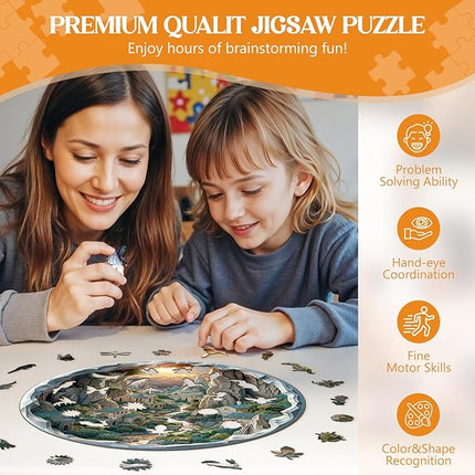 Wooden Puzzles for Adults, Wooden Jigsaw Puzzles for Adults Kids, 3D Vision Inside The Cave-2 Unique Shaped Wood Puzzles Adult, Creative Birthday Gifts for Friends Family Game (13.4 * 13.4in 300pcs)