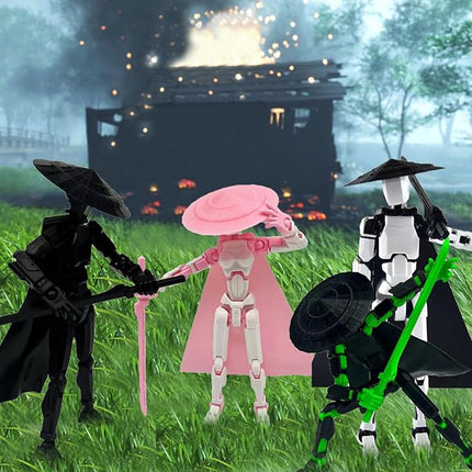 2 Packs T13 Action Figure Set (Assembly Completed) - Titan 13 Robot Movable, 3D Printed Articulated, Full Body Mechanical Doll - Christmas Birthday Gift for Kids Adult (G+S)