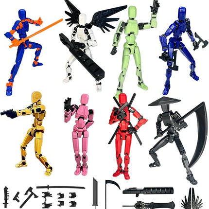 (Assembly Completed) 8 Packs T13 Action Figure Set, 3D Printed ActionFigure Toy Gifts for Kids, Dummy 13,Robot 13 Action Figure Full Body Mechanical Doll Christmas Birthday Gift for Boys Girls