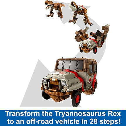 Mattel Jurassic World Fierce Changers 2-in-1 Dinosaur Figure, Chase 'n Roar Toy Transforms from T Rex Dinosaur to Truck in 28 Steps