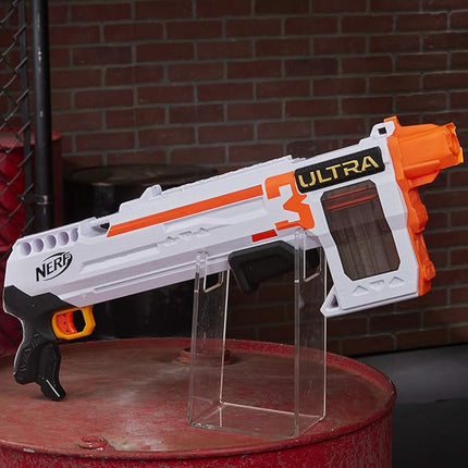 Nerf Ultra Three Blaster, Pump-Action, 8-Dart Internal Clip, 8 Ultra Darts, Compatible Only Ultra Darts