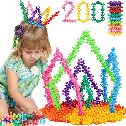 NEOACT 200PCS Building Blocks Kids Educational Building Toys Interlocking Plastic Connect Block Manipulatives for Preschool Kids Aged 3+, Creativity Kid Toy Classroom Kindergarten Toys