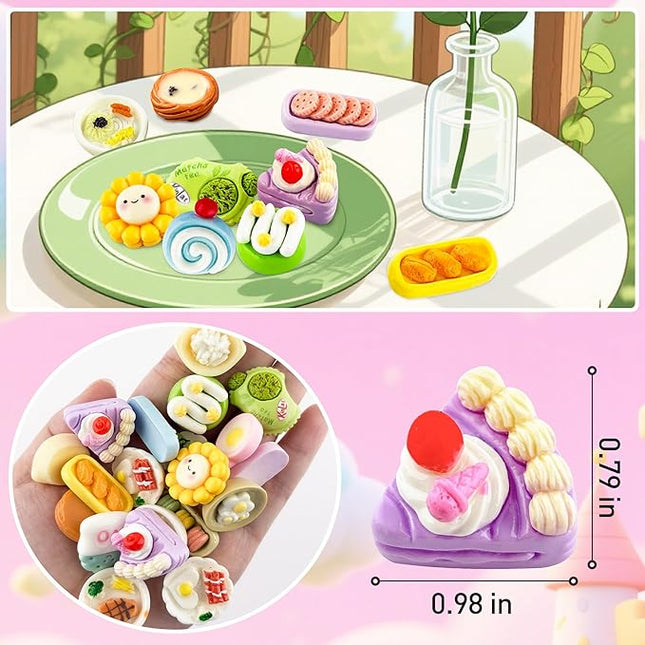 50 Pcs Miniature Food Mini Resin Food Tiny Food for Barbie Food Accessories Fairy Garden Micro Landscape Decoration