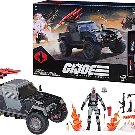 G.I. Joe Classified Series #120, Cobra Night Attack 4-WD Stinger & Driver, Collectible 6 Inch Action Figure & Vehicle with 8 Accessories
