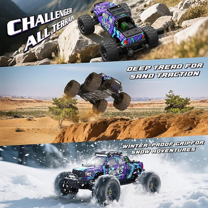 1/14 Brushless RC Trucks for Adults,Fast 50mph 4WD Waterproof All Terrain Truck and 20W Fast Charging System with 2.4Ghz Remote Control,RTR Monster 4X4 Electric RC Cars
