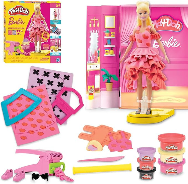 Play-Doh Barbie Designer Fashion Show Set, Make Doll Clothes with 21 Fashion Accessories & Modeling Compound, Kids Arts & Crafts for Girls & Boys 5+