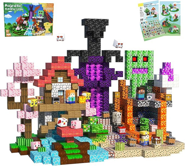 300 PCS Magnetic Blocks - Magnetic Building Blocks, Stacking Magnetic Blocks for Kids, Sensory Toy for STEM Montessori for Kids 3+ Boys and Girls Christmas Birthday Gifts