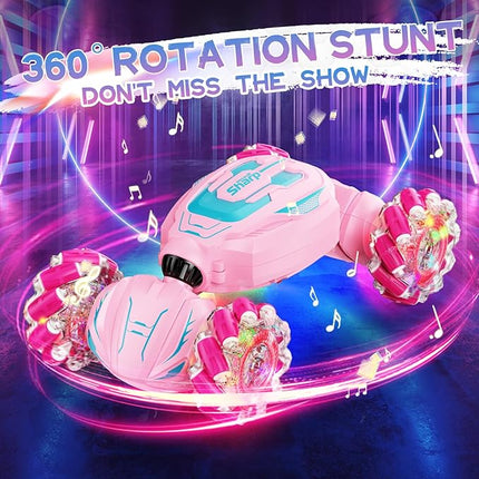 Gesture Sensing Stunt Remote Control Car - 2.4GHz 360° Rotating 4WD Transform RC Car, Birthday Gift for Girls 6 7 8+ Year Old
