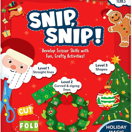 Skillmatics Scissor Skills Activity Book - Snip Snip, 25 Fun Cutting & Creative Activities for Preschoolers, 2 Child-Safe Scissors, Fine Motor Skills, Felt Craft Kit, Gifts for Kids Ages 3, 4, 5, 6, 7